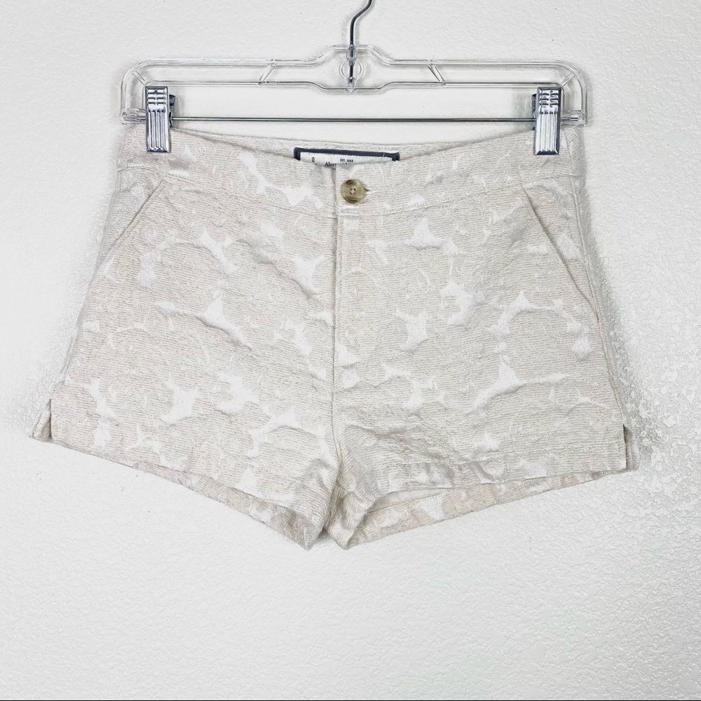 Abercrombie White Floral Jacquard Shorts